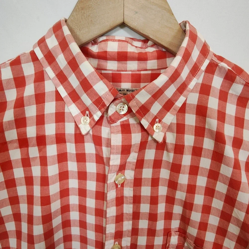 J.Crew Button-Down Shirt Men's Medium Red Checkered Long Sleeve